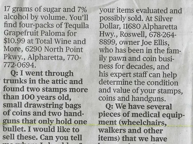 Atlanta Journal-Constitution Buyer’s Edge clipping recommending Silver Dollar for stamps, coins and handguns