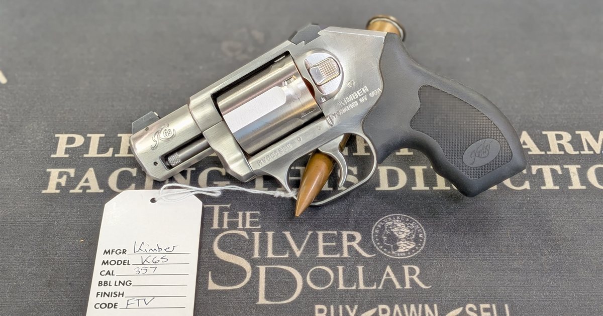 Kimber K6S .357 Magnum revolver on the counter at The Roswell Silver Dollar